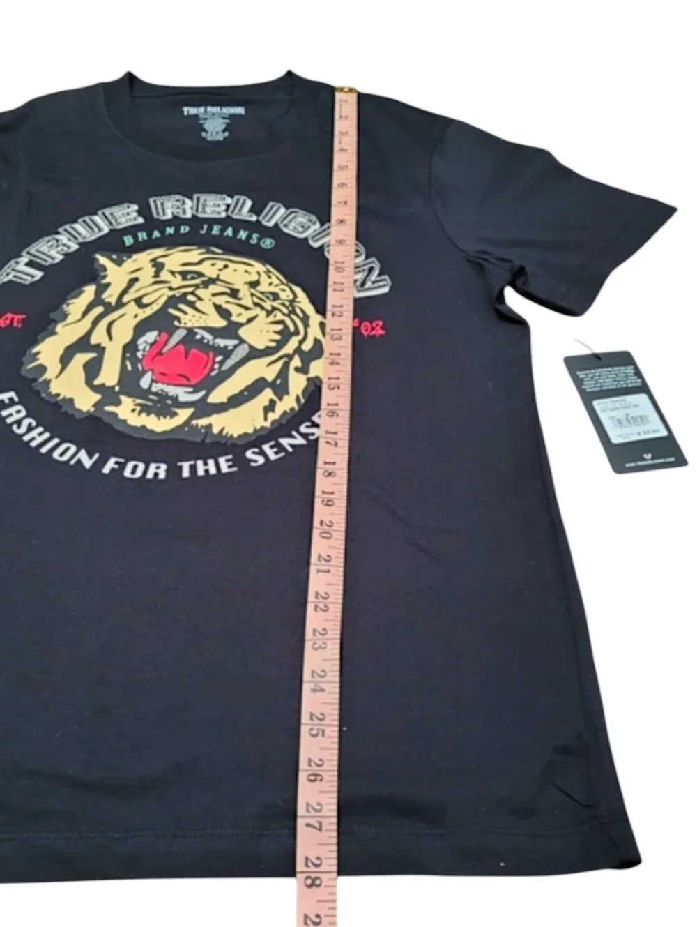 NWT True Religion Tiger Graphic Bling T Shirt Black Medium